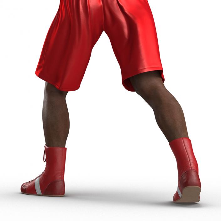 3D African American Boxer Red Suit Pose 3 model