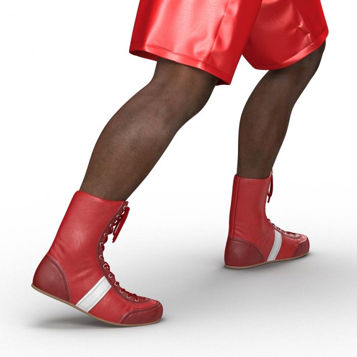 3D African American Boxer Red Suit Pose 3 model