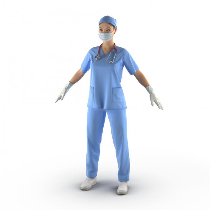 3D model Asian Female Surgeon