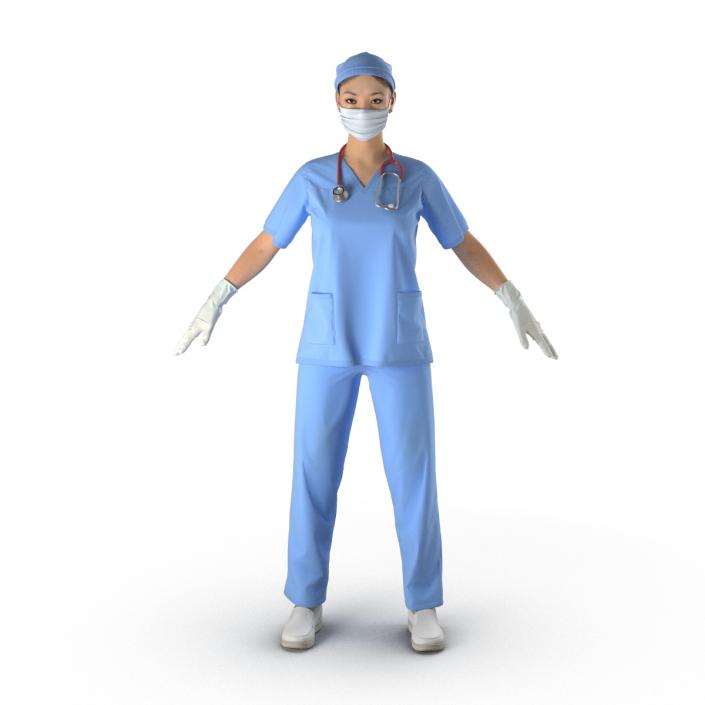 3D model Asian Female Surgeon