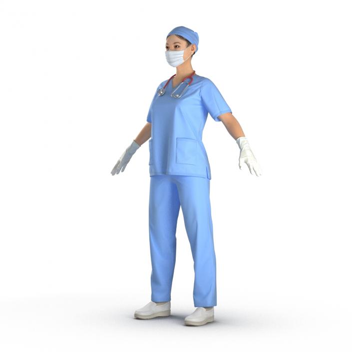 3D model Asian Female Surgeon