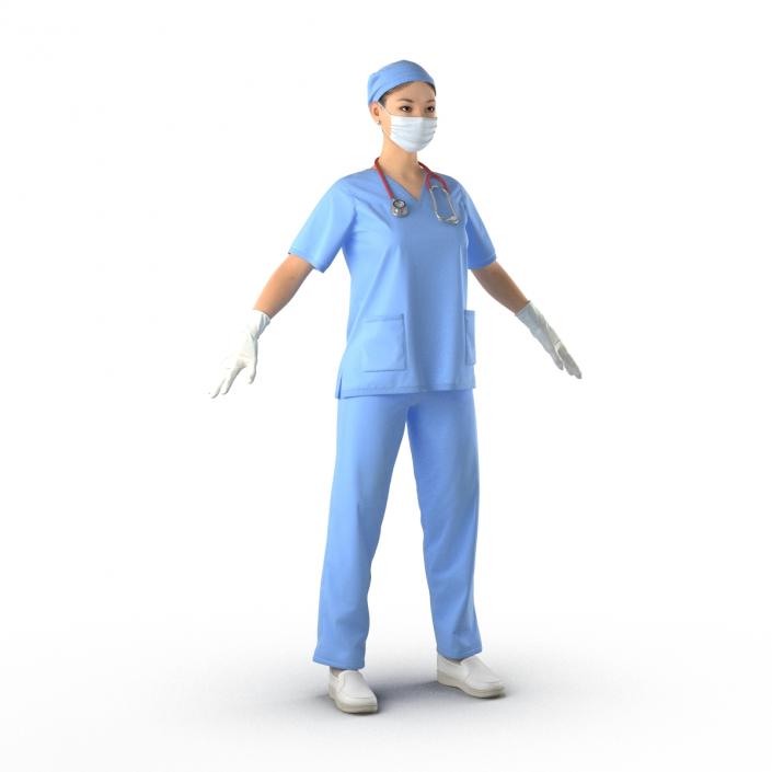 3D model Asian Female Surgeon