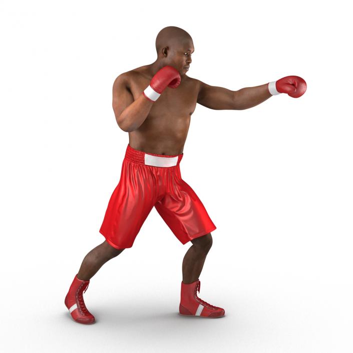 3D model African American Boxer 2 Red Suit Pose 3