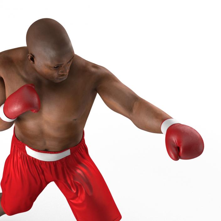 3D model African American Boxer 2 Red Suit Pose 3