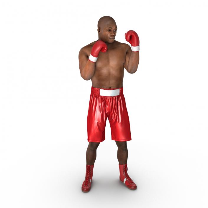 3D model African American Boxer 2 Red Suit Pose 2