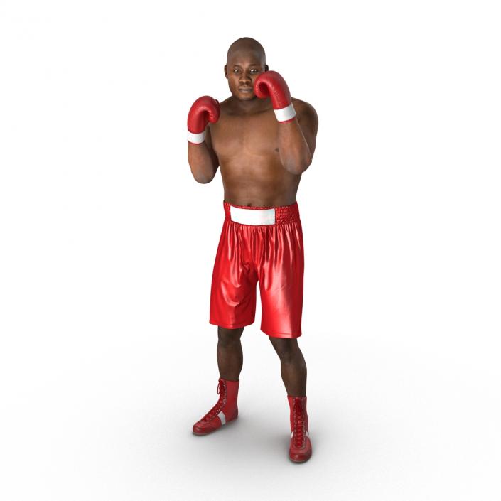 3D model African American Boxer 2 Red Suit Pose 2