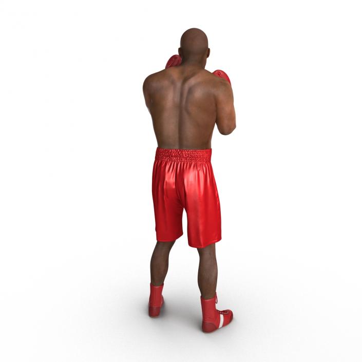 3D model African American Boxer 2 Red Suit Pose 2