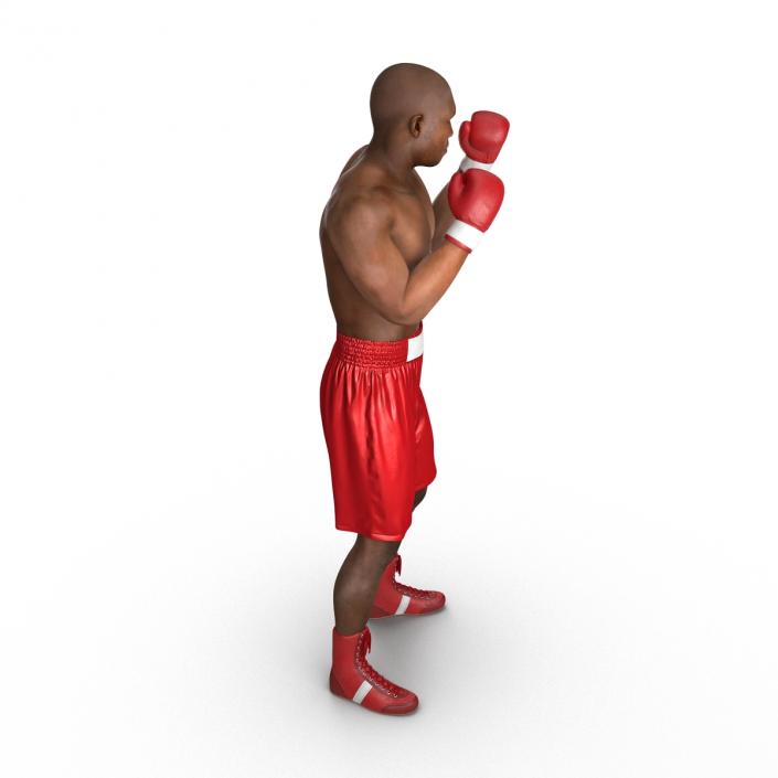 3D model African American Boxer 2 Red Suit Pose 2