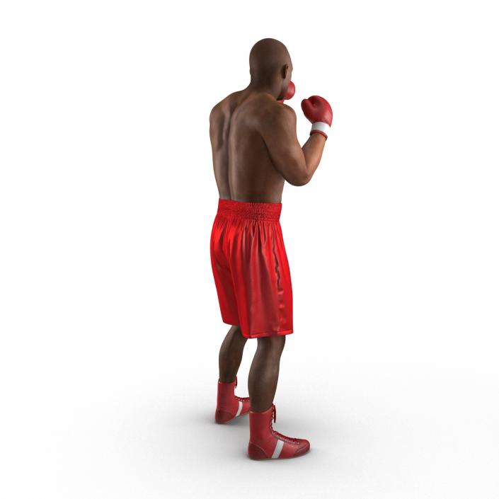 3D model African American Boxer 2 Red Suit Pose 2