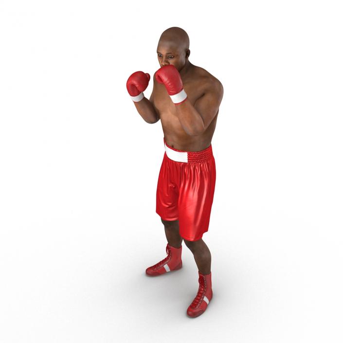 3D model African American Boxer 2 Red Suit Pose 2