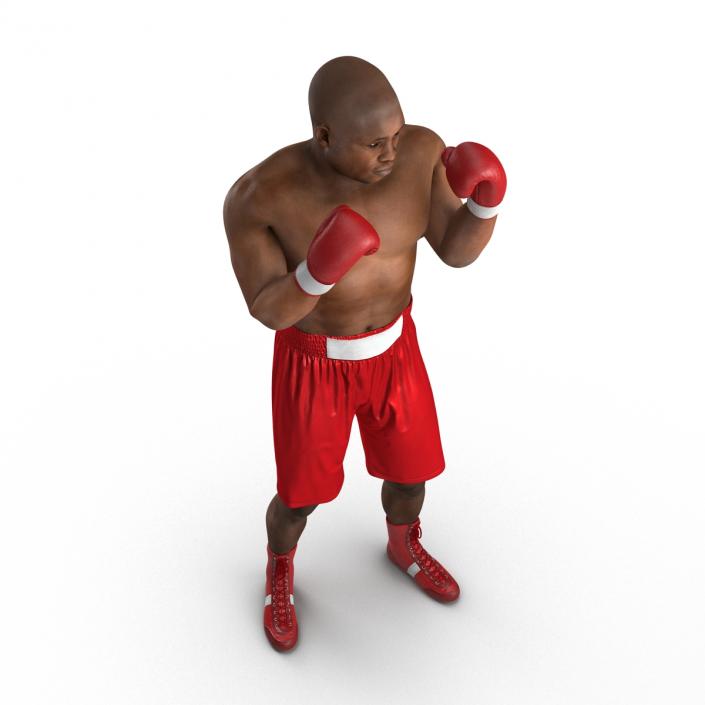 3D model African American Boxer 2 Red Suit Pose 2