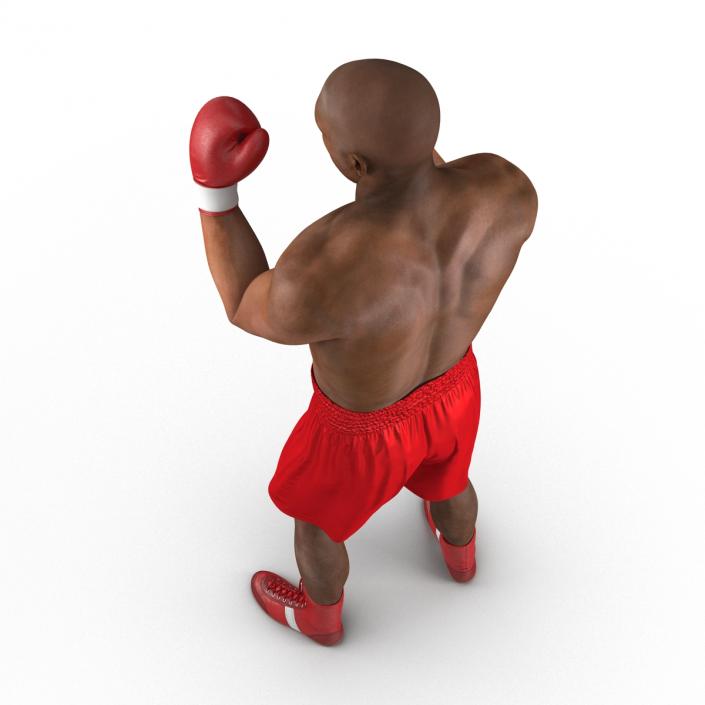 3D model African American Boxer 2 Red Suit Pose 2