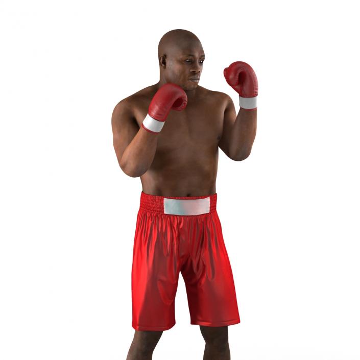 3D model African American Boxer 2 Red Suit Pose 2