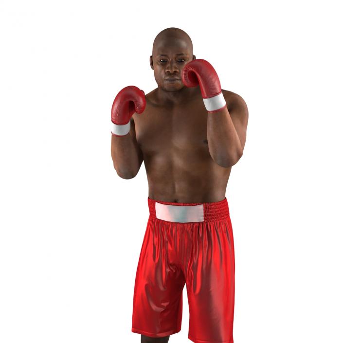 3D model African American Boxer 2 Red Suit Pose 2