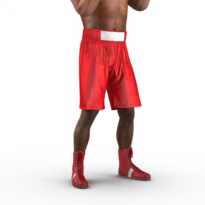 3D model African American Boxer 2 Red Suit Pose 2