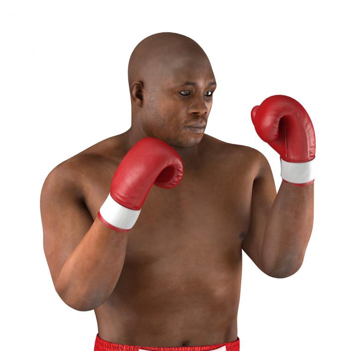 3D model African American Boxer 2 Red Suit Pose 2