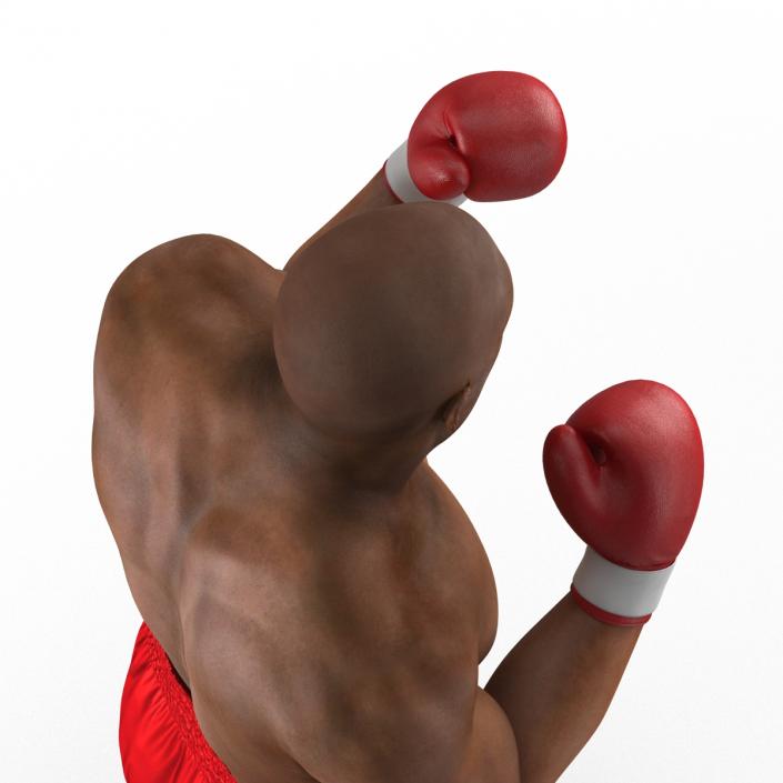 3D model African American Boxer 2 Red Suit Pose 2