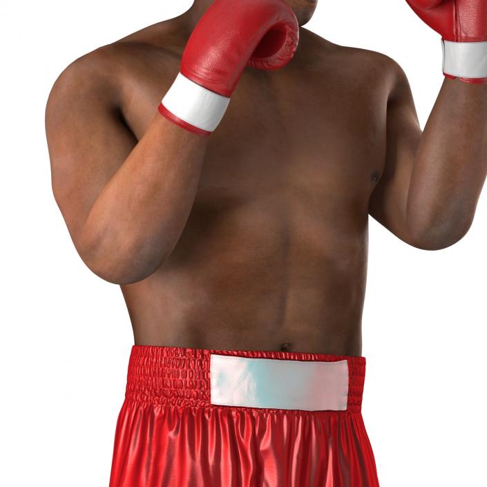 3D model African American Boxer 2 Red Suit Pose 2