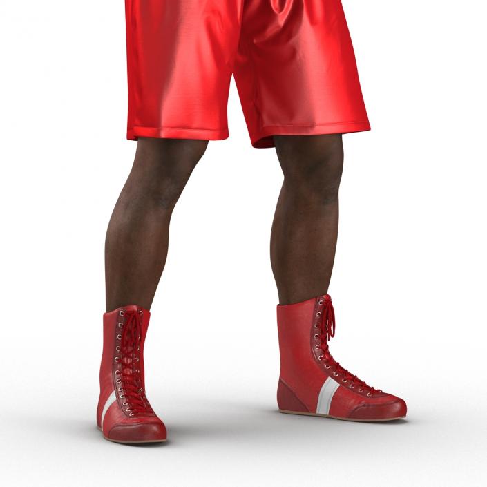 3D model African American Boxer 2 Red Suit Pose 2