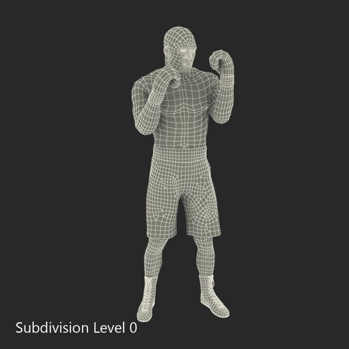 3D model African American Boxer 2 Red Suit Pose 2