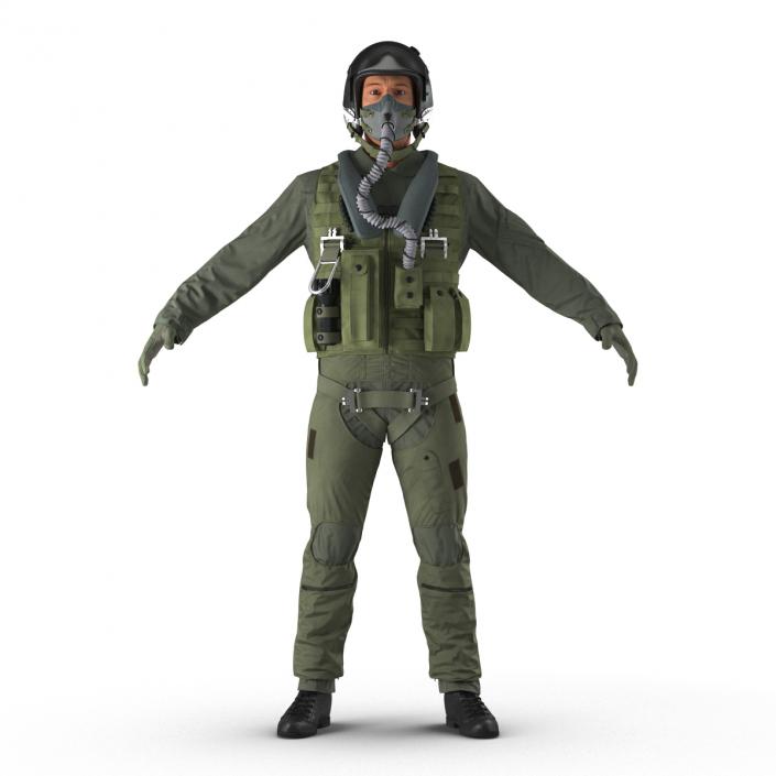 3D US Military Jet Fighter Pilot Rigged