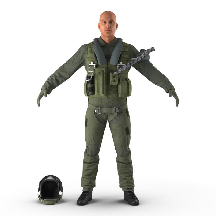 3D US Military Jet Fighter Pilot Rigged