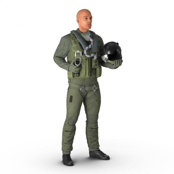 3D US Military Jet Fighter Pilot Rigged