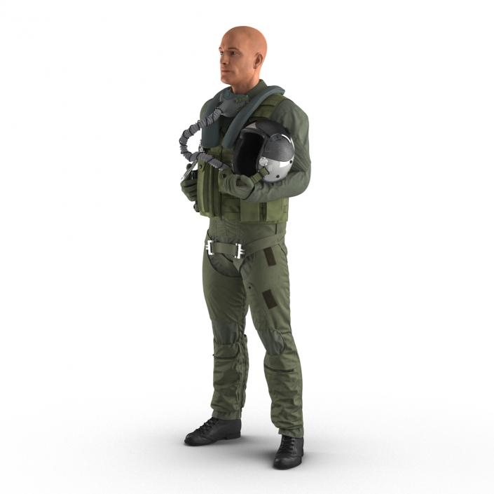 3D US Military Jet Fighter Pilot Rigged