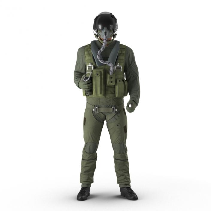 3D US Military Jet Fighter Pilot Rigged