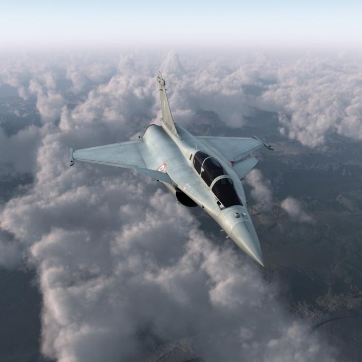 French Fighter Dassault Rafale Rigged 3D