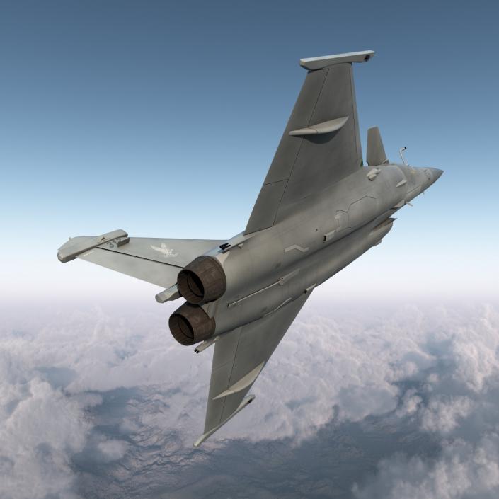 French Fighter Dassault Rafale Rigged 3D