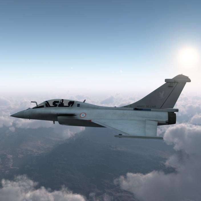 French Fighter Dassault Rafale Rigged 3D