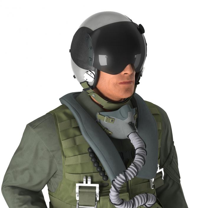 3D US Military Jet Fighter Pilot Rigged