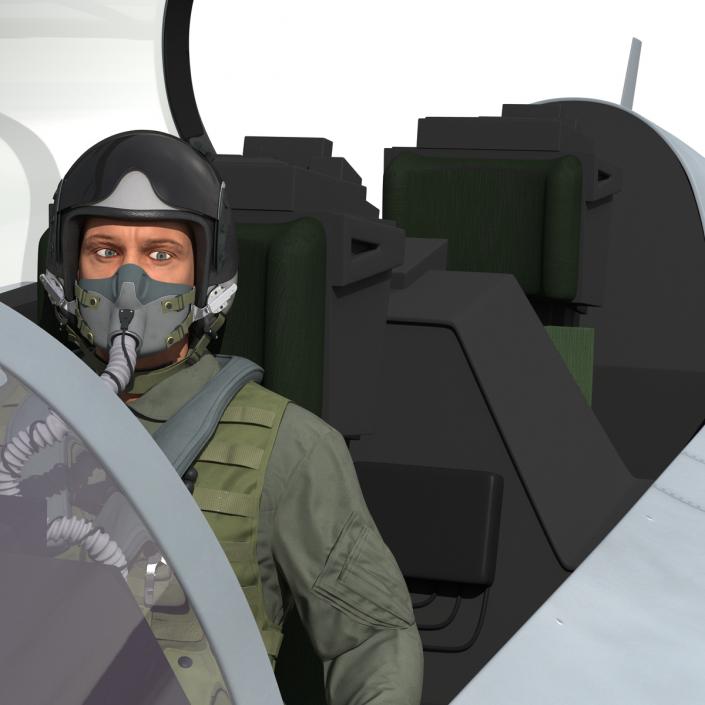 3D US Military Jet Fighter Pilot Rigged