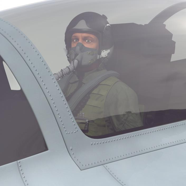 3D US Military Jet Fighter Pilot Rigged