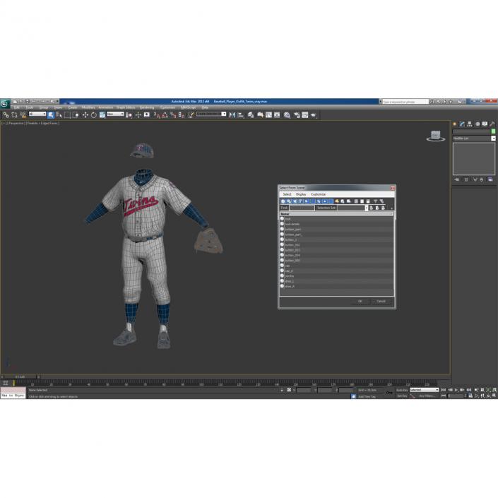 3D Baseball Player Outfit Twins model