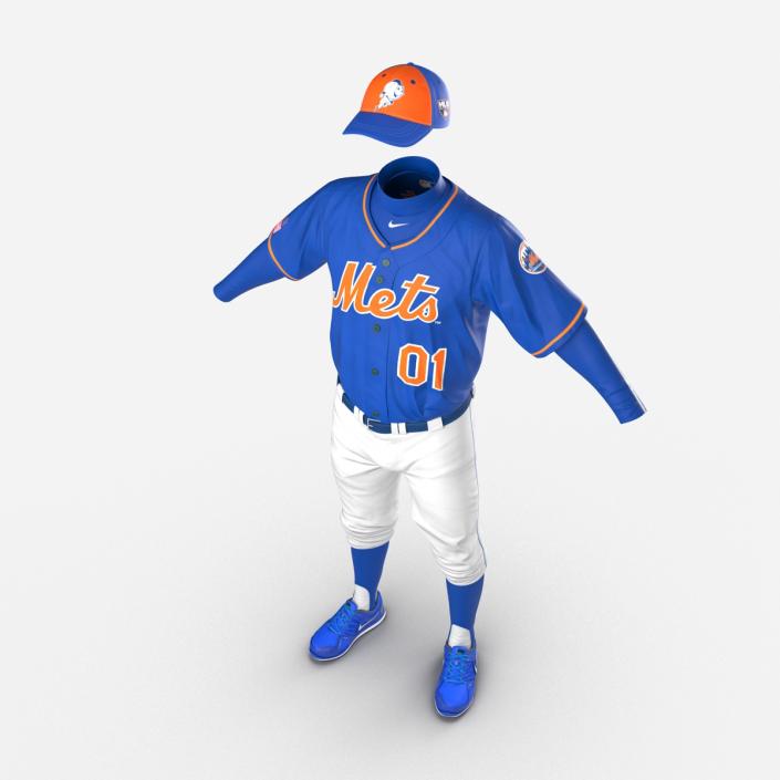 Baseball Player Outfit Mets 2 3D model