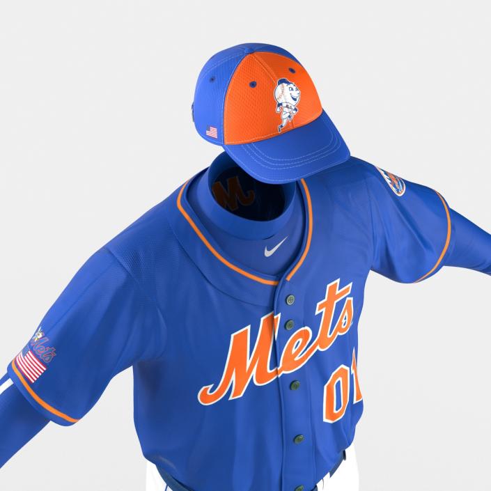 Baseball Player Outfit Mets 2 3D model