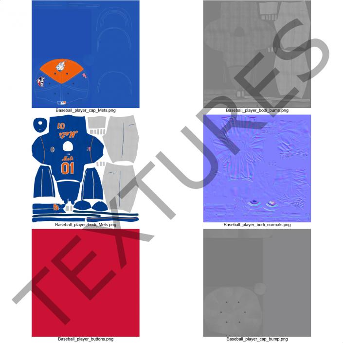 Baseball Player Outfit Mets 2 3D model