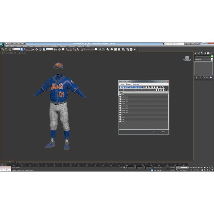 Baseball Player Outfit Mets 2 3D model