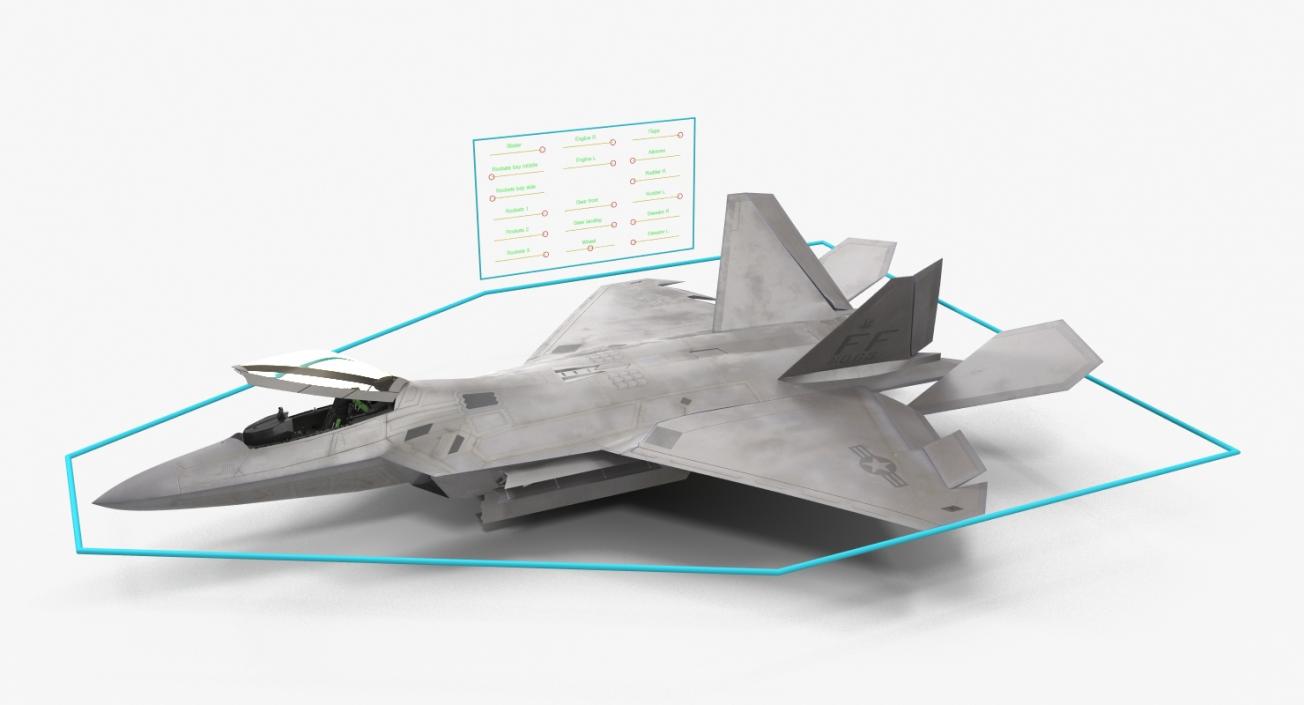 3D F-22 Raptor Rigged model