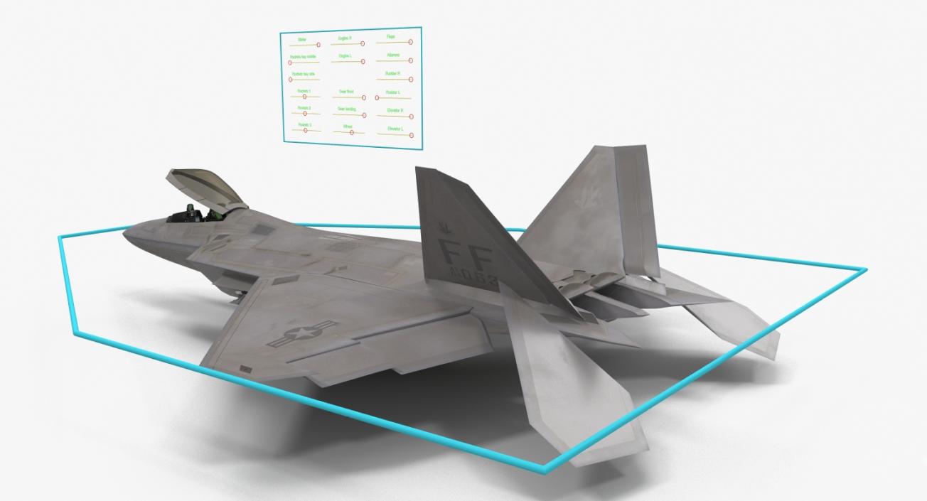 3D F-22 Raptor Rigged model