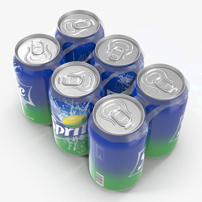 3D Six Pack of Cans Sprite model