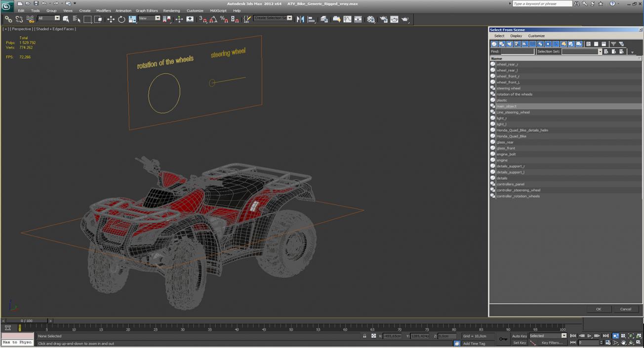 3D ATV Bike Generic Rigged model