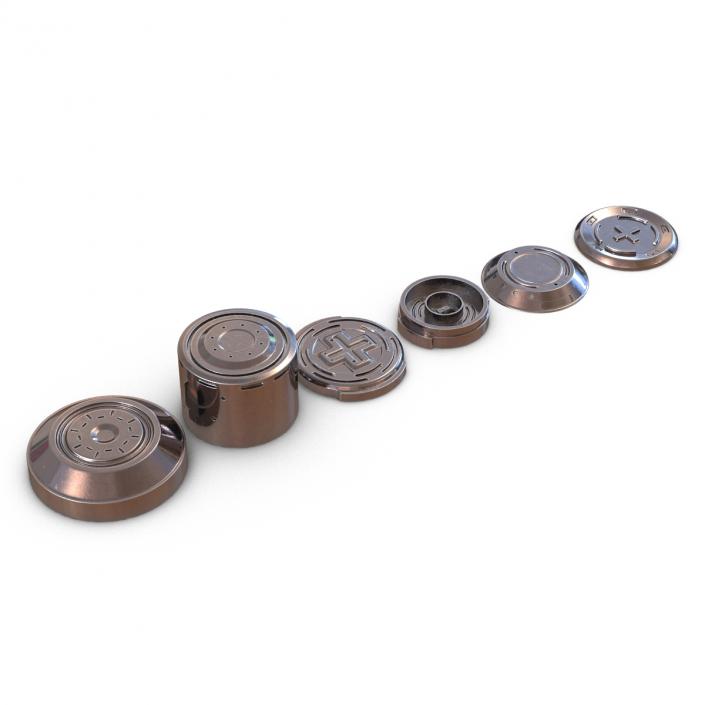 Industrial Anodized End Caps Set 3D