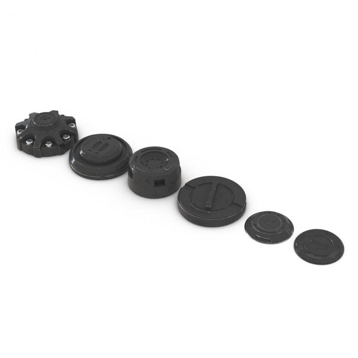 3D Industrial End Caps Set model