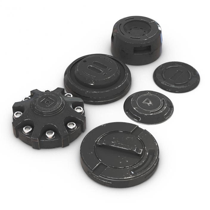 3D Industrial End Caps Set model