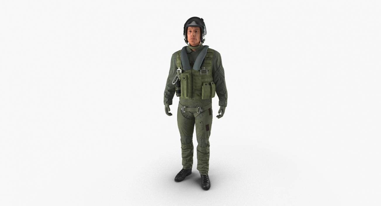 3D Military Jet Fighter Pilot Pose 2 model