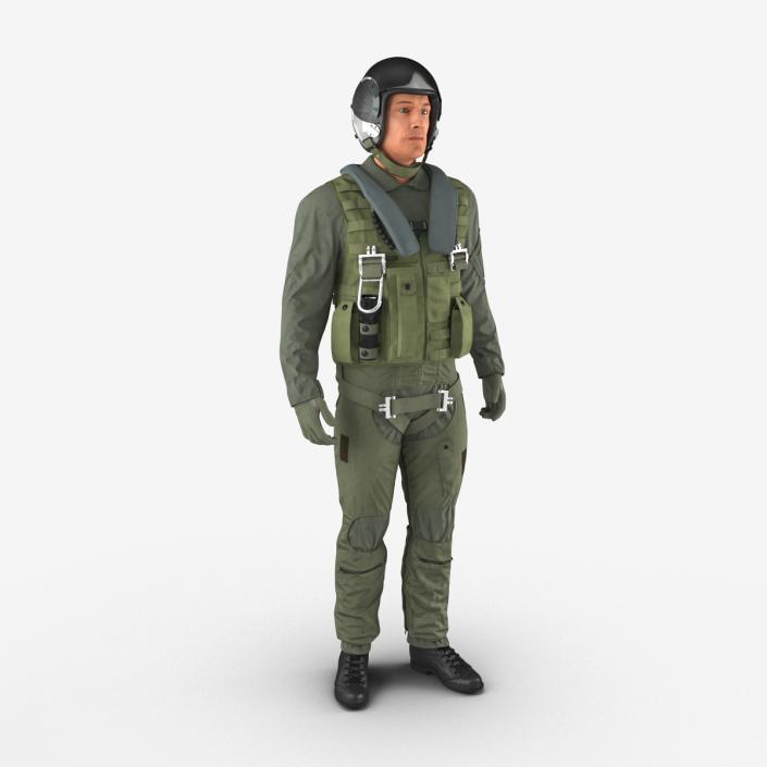 3D Military Jet Fighter Pilot Pose 2 model