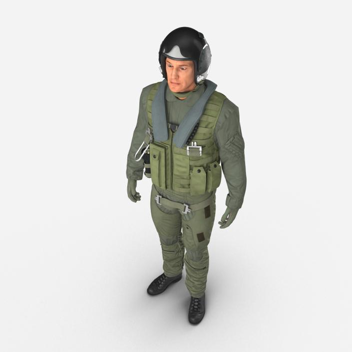 3D Military Jet Fighter Pilot Pose 2 model